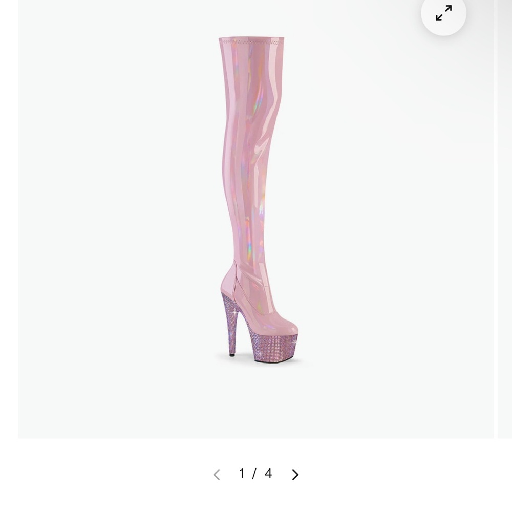 Pink Holographic Thigh-High Platform Boots
